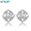 Square Micro Pave Cubic Zircon 925 Silver Stud Earrings