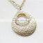 Newest Goldtone Circles w/ Pattern Wave Pendant Necklace Simple Chain Necklace 2016 Fashion Style Wholesale