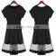 Hot 2016 Summer Fashion Sexy See Through Mesh Patchwork Tunic Dresses Round Neck Short Raglan Sleeve Black Korean Dress