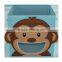 Smiling Monkey Cartoon Felt Mesh- Window Storage Box Bin, Book Lego Toy Organizer Case