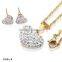 Charming wedding jewelry gold thin chain cz diamonds rolling heart shaped jewelry set