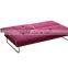 Living room or Hotel use simple style fabric purple folding sofa bed with metal leg