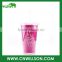 2016 china supplier Double wall plastic cup with straw