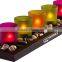 Kawachi 4-piece Jewel Tone Candle Tray With Genuine River Rocks