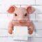 Resin pink pig bust funny animal toilet paper holder