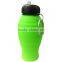 Hot selling silicone traveling metal hook collapsible water bottle