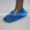 Non woven disposable PE shoe cover with machine made,disposable clear transparent blue pe shoe cover
