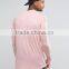 Men's Longline Long Sleeve T-Shirt Elongated Curved Hem T Shirt with Thumbhole Pink Plain Extra Long Tee