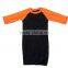 newborn baby raglan gown ruffle orange body with black 3/4sleeve halloween icing blank gowns