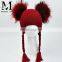 Fashion Children Big Fur Balls Crochet Beanie Hat Winter Double Raccoon Fur Pompons Beanie Hats Double Thickness Hats
