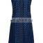 Navy Broderie sleeveless mini Overlay Shift Dress