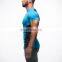 mens neonblue black lycra polyester excercise fit tee shirt