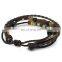 Fashion Hemp colorful Strand rope Adjustable for women and men Leather Bracelet alloy wood beads