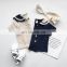 Boys and girls navy style cotton and linen short-sleeved shorts suit sister and brother