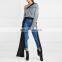 TWOTWINSTYLE Blouses For Women Skew Collar Flare Long Sleeve Loose Elegant Striped Casual Asymmetrical