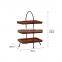 fashion 3 tiers wooden cake fruit display stand dessert snack serving tray with metal frame accept oem order