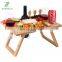 Portable Wine Picnic Table Foldable Bamboo Snack Table with Wine Bottle holder for Concerts at Park Beach
