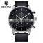 BENYAR 2720K Men Business Luxury Brand Quartz Watches 3 Eyes Date Display Chronograph Leather Wristwatch