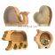 Custom English Letter natural wooden coin bank money box fashion animal dinosaur piggy bank home decoration