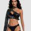 2025 Black Punk Single Shoulder PU Leather Robe Rock Dance Versatile Irregular European and American Independent Station Customized Typing