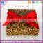 Luxury fancy leopard grain paper printing ribbon gift box packaging/folding box for packaging
