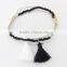 beads stretch bracelet with cord tassel
