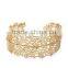 Filigree Leaf Golden Cuff Bangle Fashion GYPSY Boho Engraved Wide Bangle Bracelet