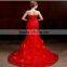elegant red bride white wedding dress 2016 ball gowns lace appliqued