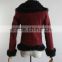 2015 Breaking Style Sheep Fur Short Jacket Lamb Fur Wine Red Color Coat With Zipper Closed