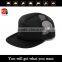 High Quality Custom Blank Plain 3D Embroidery Logo Flat Brim Snapback Hat Black Trucker Cap Wholesale