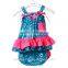 New style Spaghetti Strap bowknot swim fish ruffle pattern dress bloomer set mermaid suit for baby girl