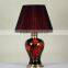 high quality dressing flower pattern red ceramic table lamps with empire lampshade for living room decor