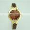 women fashion watch slim PU leather strap diamond gold case watch for ladies