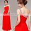 New Arrivals Elegant Red One Shoulder Bead Design Evening Dress Woman's Latest Sleeveless Bead Design Evening Dress