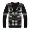 100% fine wool men's knitwear cardigan with check pattern