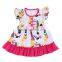 Latest Designs Children's Boutique Clothing Print Baby Pearl Dress Set Girls Ruffle Outfits