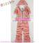 Girl bowknot designed velvet pajama 3pcs set(hoody jacket+hoody long sleeve high collar tshirt+long pants)