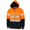 Hi vis 100%Polyester Orange/Navy fleece hoodie with different color