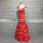 Real Sample Pictures One Shoulder Organza Red Color Party Dresses Women Evening