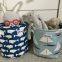 Foldable Printed Cotton Fabric Baby Toy Storage Basket Living Room Bathroom Small Stuffed Animals Canvas Bin Storage Basket