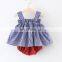 Newborn Baby Romper Sets Summer Plaid Slip Dress And Pants Cotton Baby Girl Outfits