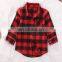 Christmas Boy Girl T-shirt Grid Tops Autumn Winter Children Red Long sleeve Tees Holiday Kids Clothing