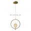 Led Round Pendant Lights Crystal Ring Hanging Lamps Gold Bedside Lighting Decoration Rotatable Luxury Droplight