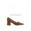 Women beautiful brown color design new heel design with fancy ring style buckle pointed toe heels ladies sandals shoes