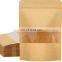 Doypack Brown White Kraft Craft Paper Standing up Pouches Food Packaging Zipper Bags With Window