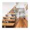 Custom mono stringer glass railing timber tread straight staircases