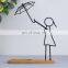 Modern Decorative Flower White Ceramic Pot Metal With Bamboo Tray Cute Frame For Home Decor