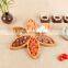 Chinese Six Pattern Flower Shaped Fruit Cakes Dried Sushi Food Plate Bamboo Serving Tray