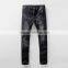 wholesales price streetwear men gender ripped scratch black skinny denim pants jeans