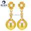 aaa quality 7--7.5mm golden japanese pearls akoya earrings for women